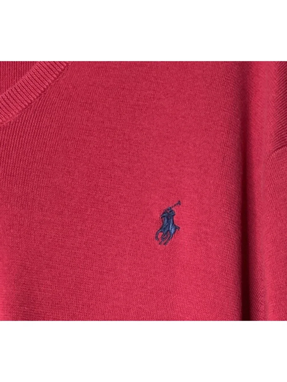 Polo Ralph Lauren Red Pima Cotton V-Neck Pullover Sweater Men's XXL Pony